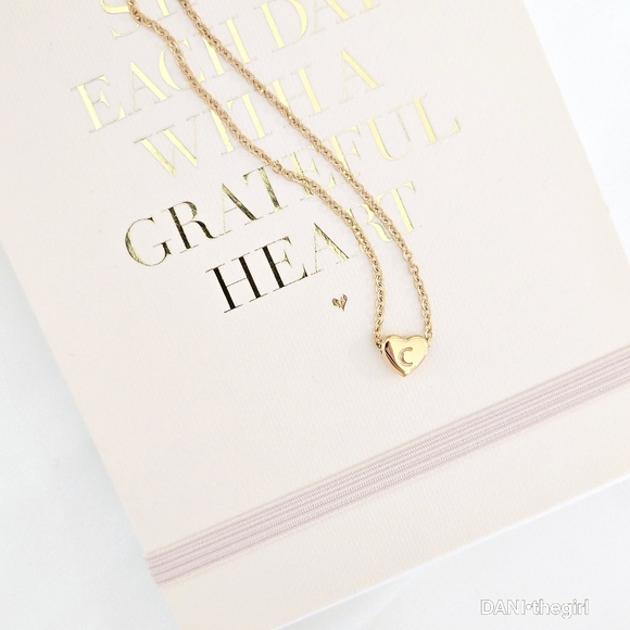 NEW Gold Mini Candy Heart Engraved Letter A or C Necklace - Picture 6 of 8